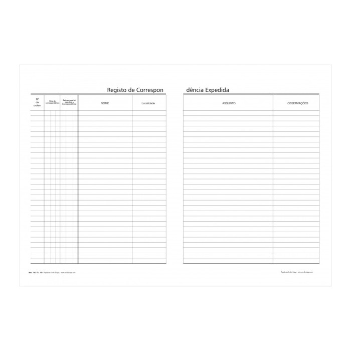 Livro de Registo de Correspondência Expedida Livro de Registo de Correspondência Expedida