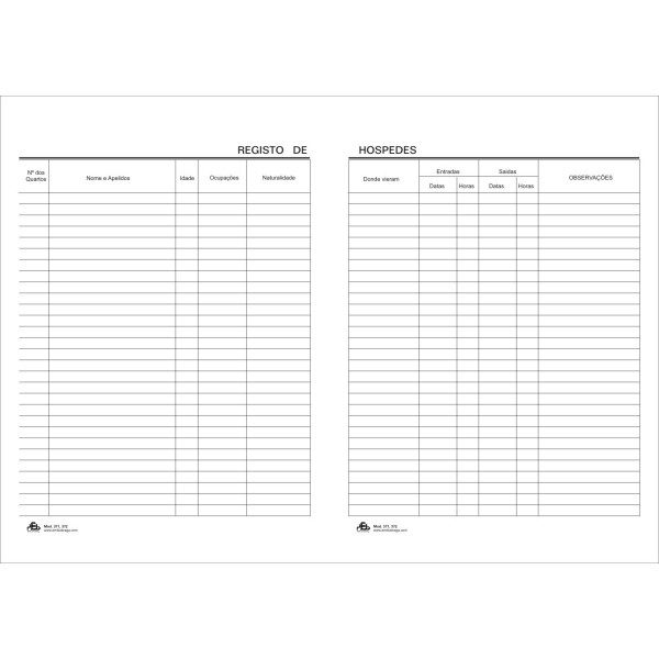 Registo de Hóspedes 