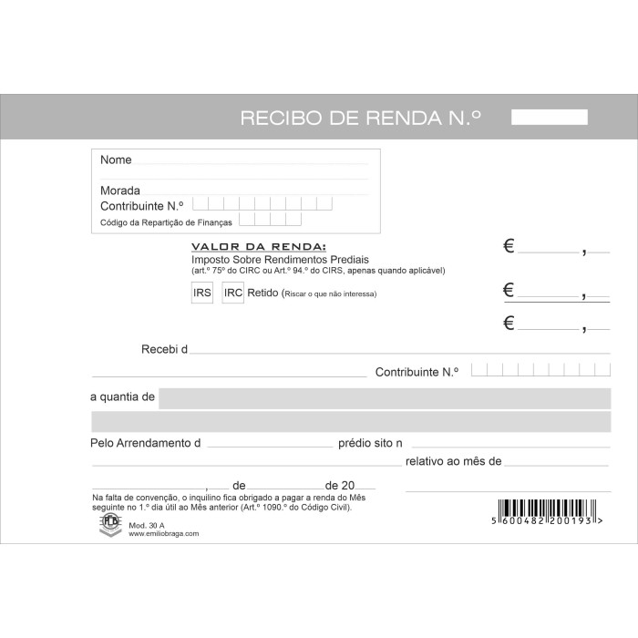 Recibo Renda c/Retenção Recibo Renda c/Retenção