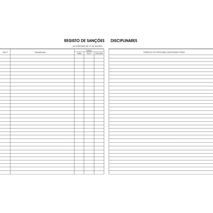 Livro de Sanções Disciplinares 786A Livro de Sanções Disciplinares 786A