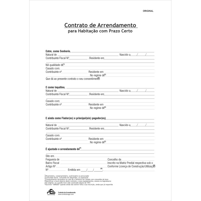 Contracto de Arrendamento Geral Contracto de Arrendamento Geral